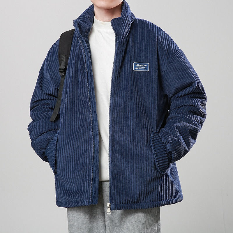 Men’s Jacket - Corduroy - Stand Collar - Elasticated Cuffs and Hem