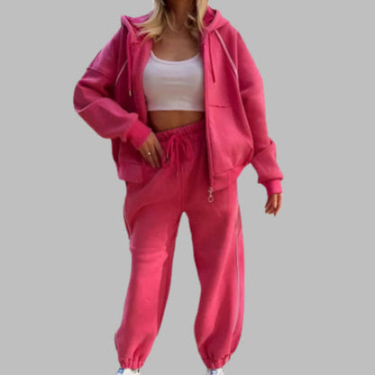 Women's Jogging Set – Oversize Fit – Soft Fleece – Sporty Knit Details