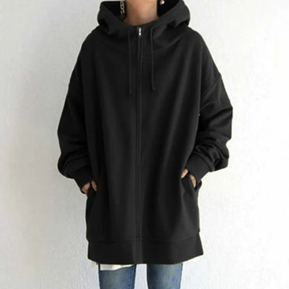 Women's Hoodie – Oversized Fit – Fleece Lining – Zipper – Streetwear Style