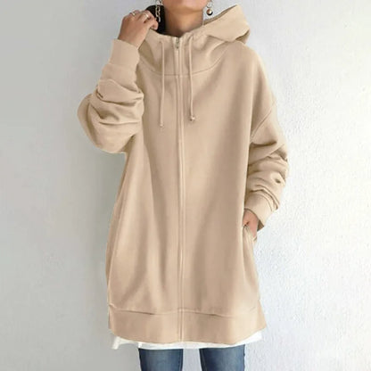 Women's Hoodie – Oversized Fit – Fleece Lining – Zipper – Streetwear Style