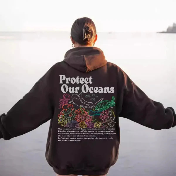 Women's Hoodie – Oversized Fit – Soft Cotton Look – Printed Back Design