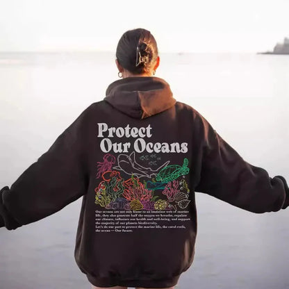Women's Hoodie – Oversized Fit – Soft Cotton Look – Printed Back Design