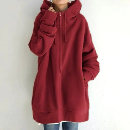 Women's Hoodie – Oversized Fit – Fleece Lining – Zipper – Streetwear Style
