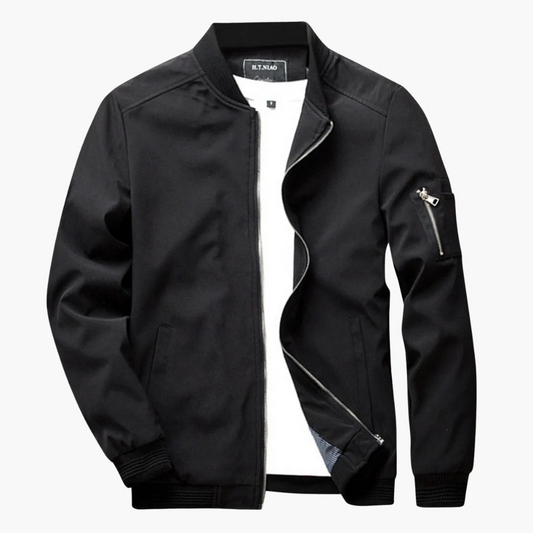Men's Bomber Jacket – Regular Fit – Ribbed Edge – Sleeve Pocket with Zipper – Breathable