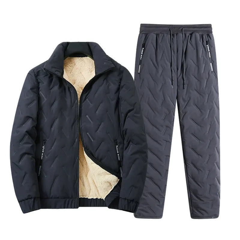 Men's Set Jacket and Trousers – Quilted Design – Sheepskin Interior – Relaxed Fit