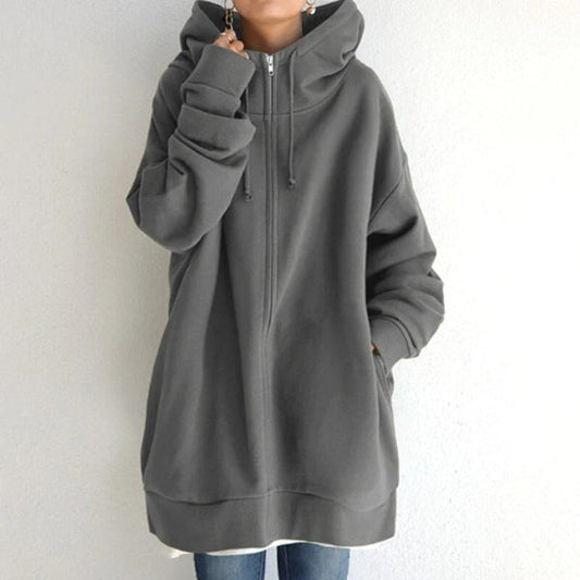 Women's Hoodie – Oversized Fit – Soft Fleece – Zipper – Long Sleeves – Everyday Use