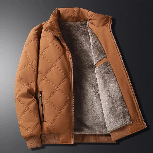 Men's Jacket – Padded with Fleece Lining – Wind Resistant – Regular Fit – Hip Length