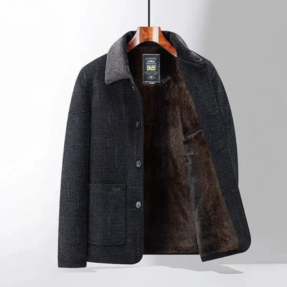 Men's Coat – Classic Fit – Mid-Length – Button Closure – Soft Inner Lining