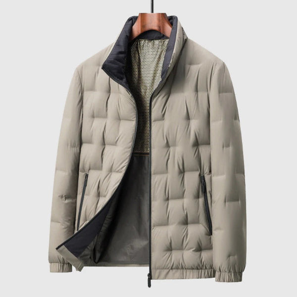 Men's Quilted Jacket – Lightweight – Regular Fit – High Collar – Zipper Closure