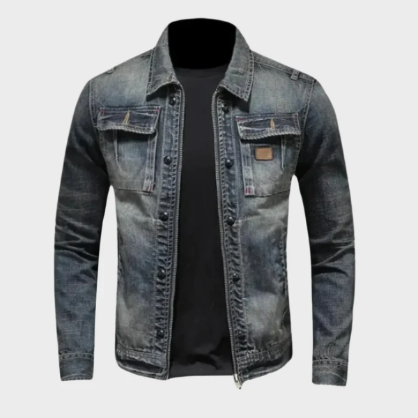 Men's denim jacket – regular fit – button closure – chest pockets – casual style