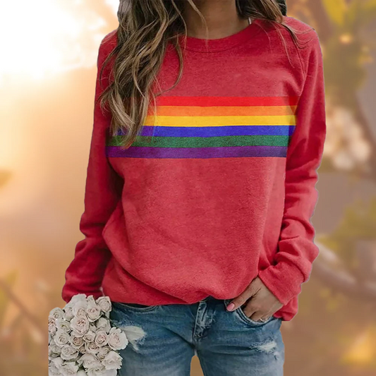 Women's Pullover Sweater – Relaxed Fit – Soft Knit – Striped Crew Neck