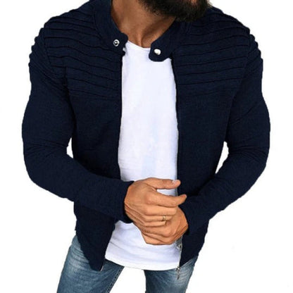 Men's Jacket – Slim Fit – Rib Details – Breathable Cotton Blend – High Collar – Zipper