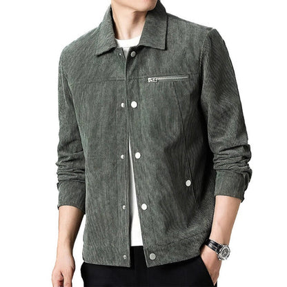 Men's Jacket – Regular Fit – Corduroy Texture – Button Closure – Zipper Pocket – Casual Style