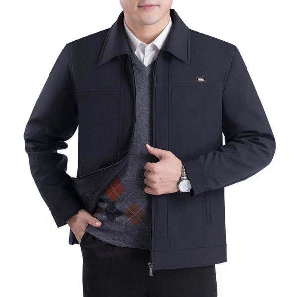 Men's Jacket – Regular Fit – Notch Lapel – Zipper Closure – Business Casual Style