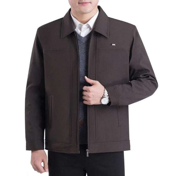 Men's Jacket – Regular Fit – Notch Lapel – Zipper Closure – Business Casual Style