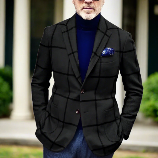 Men's Blazer – Tailored Fit – Wool Blend – Checkered – Formal Look