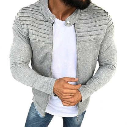 Men's Jacket – Slim Fit – Rib Details – Breathable Cotton Blend – High Collar – Zipper
