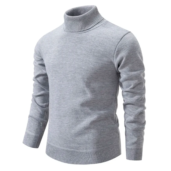 Men's Turtleneck Sweater – Slim Fit – Breathable Cotton Fabric – Ribbed Edges
