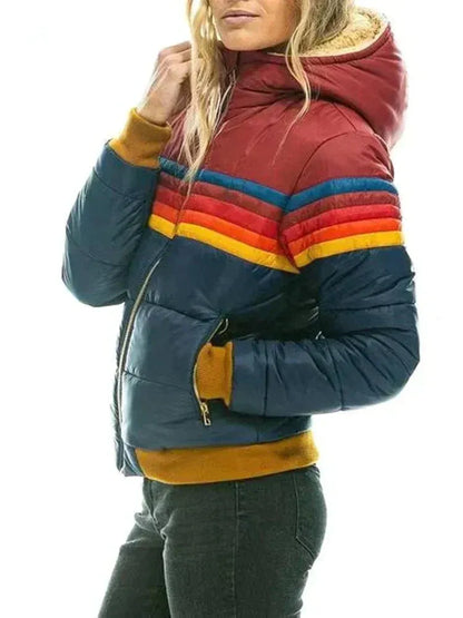 Women’s Puffer Jacket - Quilted - Slim Fit - High Collar - Ribbed Hem