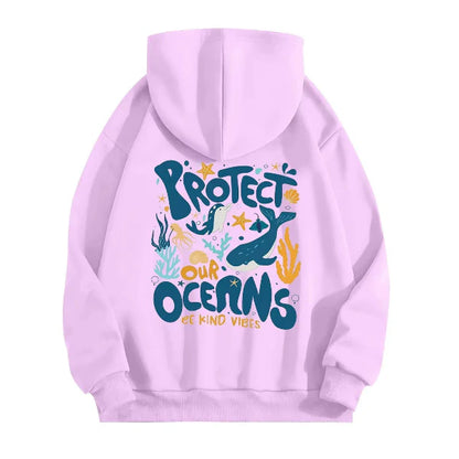 Women's Hoodie – Oversized Fit – Soft Cotton Look – Printed Back Design