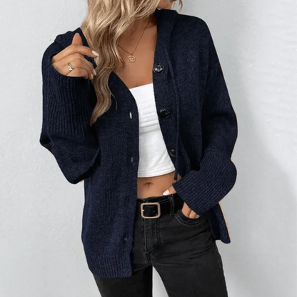 Women's Cardigan – Wool Knit – Relaxed Fit – Button Closure – Ribbed Edges