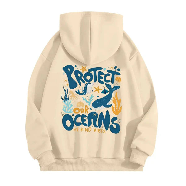 Women's Hoodie – Oversized Fit – Soft Cotton Look – Printed Back Design