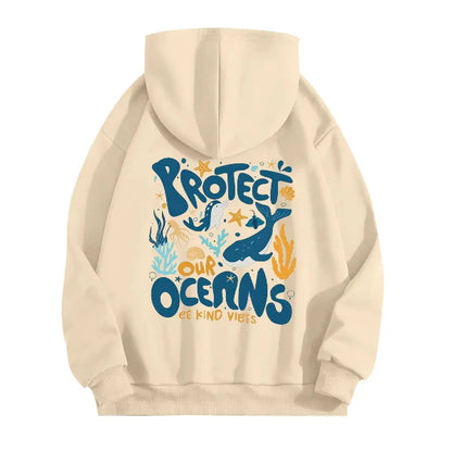 Women's Hoodie – Oversized Fit – Soft Cotton Look – Printed Back Design