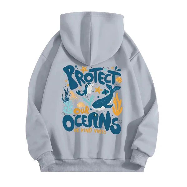 Women's Hoodie – Oversized Fit – Soft Cotton Look – Printed Back Design