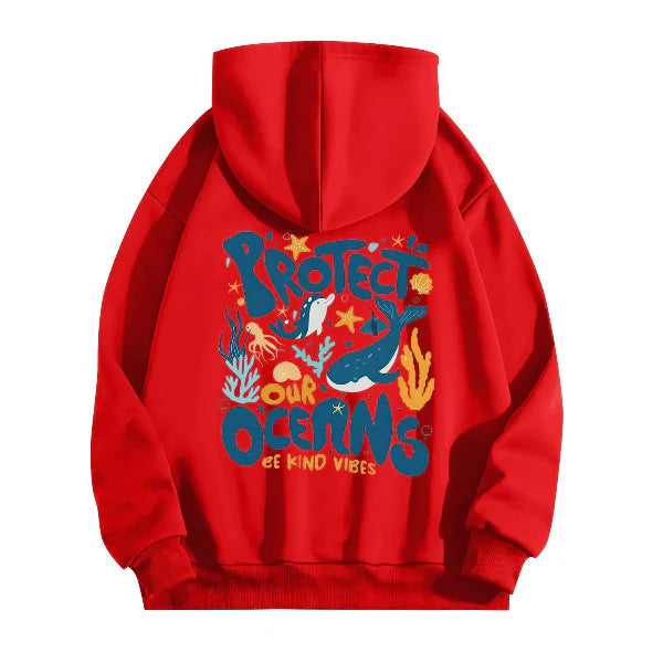 Women's Hoodie – Oversized Fit – Soft Cotton Look – Printed Back Design