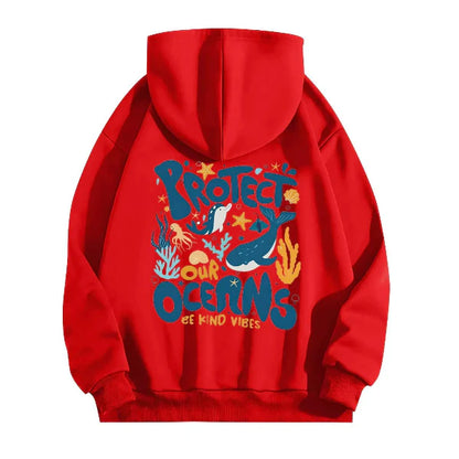 Women's Hoodie – Oversized Fit – Soft Cotton Look – Printed Back Design