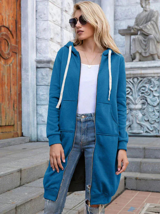 Women's Sweatshirt – Oversized Fit – Zipper – Hood – Long Cover – Soft Cotton