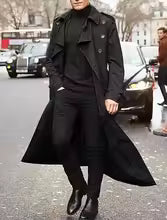Men's Trench Coat – Tailored Fit – Double-Breasted – Hood – Fleece Lining