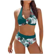 Women's Bikini Set – Push-Up Halterneck Top – Thong Bottom – Breathable and Stretchable