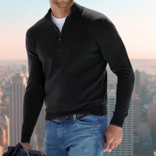 Men's Sweatshirt – Regular Fit – Soft and Breathable – Quarter Zip – Stand Collar