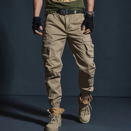 Men's Cargo Pants – Tactical Fit – Breathable Cotton Fabric – Elastic Cuffs – Multiple Pockets