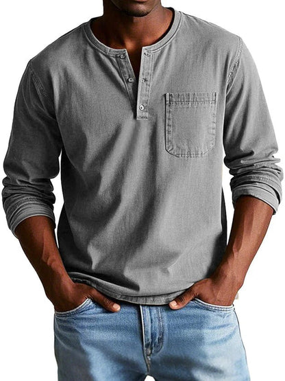 Men's Long Sleeve Shirt – Classic Fit – Soft Cotton Feel – Button Closure & Chest Pocket