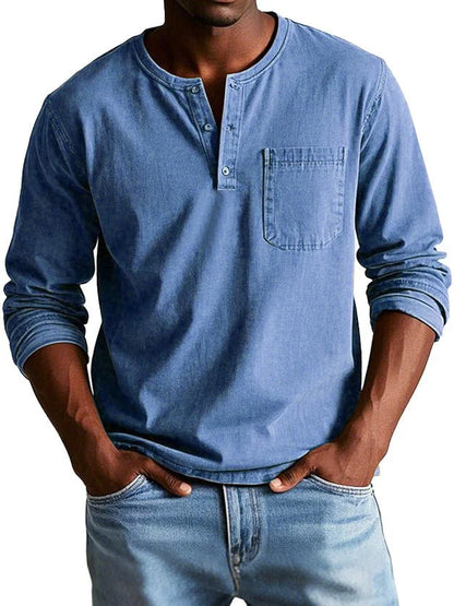 Men's Long Sleeve Shirt – Classic Fit – Soft Cotton Feel – Button Closure & Chest Pocket