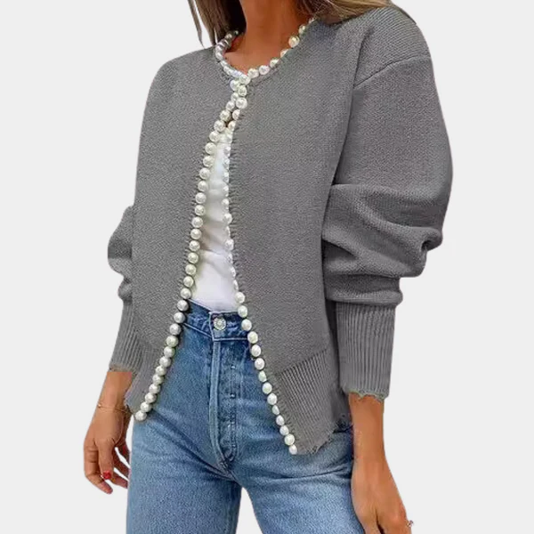 Women's Cardigan – Relaxed Fit – Soft Knit – Pearl Buttons – Long Sleeves