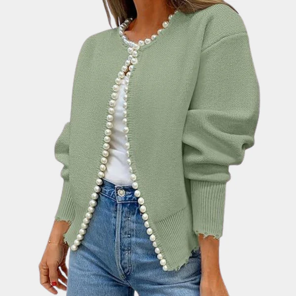 Women's Cardigan – Relaxed Fit – Soft Knit – Pearl Buttons – Long Sleeves