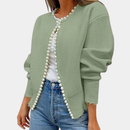 Women's Cardigan – Relaxed Fit – Soft Knit – Pearl Buttons – Long Sleeves