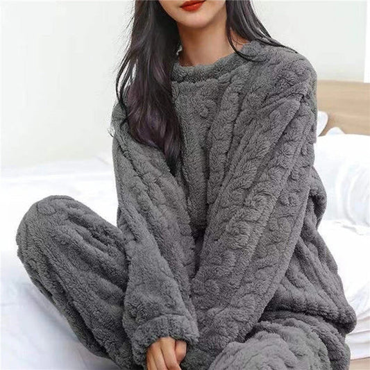 Women's Pajama Set – Soft Knit – Relaxed Fit – Cable Knit – Full Length