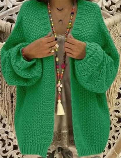Women's Cardigan – Chunky Knit – Oversized Fit – Open Front – Wide Sleeves