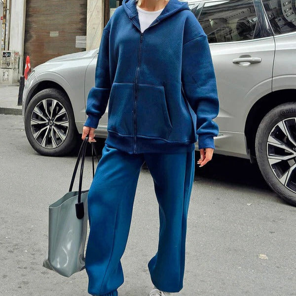Women's Hoodie Set – Oversized Fit – Soft Cotton – Zipper – Casual Loungewear