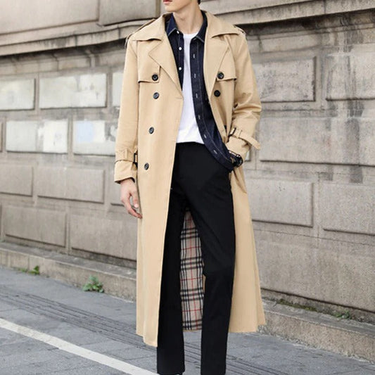 Men's Trench Coat – Tailored Fit – Double-Breasted – Belt – Full Length