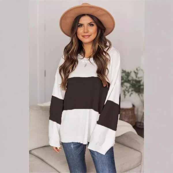 Women's Pullover Sweater – Oversized Fit – Knit Texture – Wide Sleeves Comfortable Style