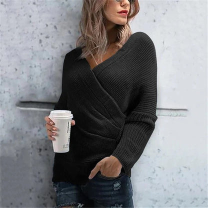 Women's Cardigan Sweater – Relaxed Fit – Ribbed Knit – V-Neck – Wrap Design