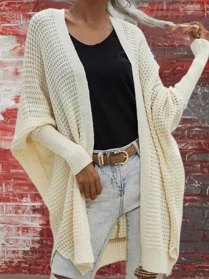 Women's Cardigan – Oversized Fit – Waffle Knit – Open Front – Long Sleeves