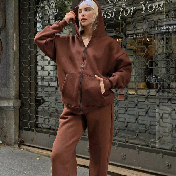 Women's Hoodie Set – Oversized Fit – Soft Cotton – Zipper – Casual Loungewear