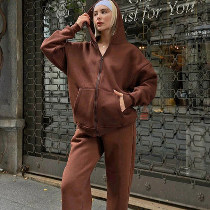 Women's Hoodie Set – Oversized Fit – Soft Cotton – Zipper – Casual Loungewear