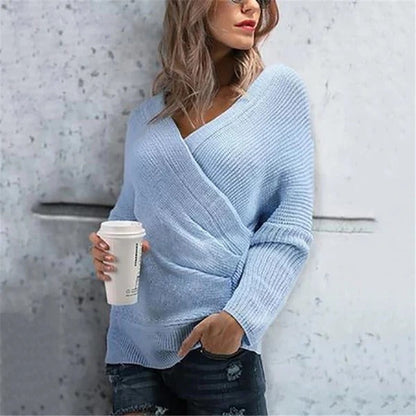 Women's Cardigan Sweater – Relaxed Fit – Ribbed Knit – V-Neck – Wrap Design